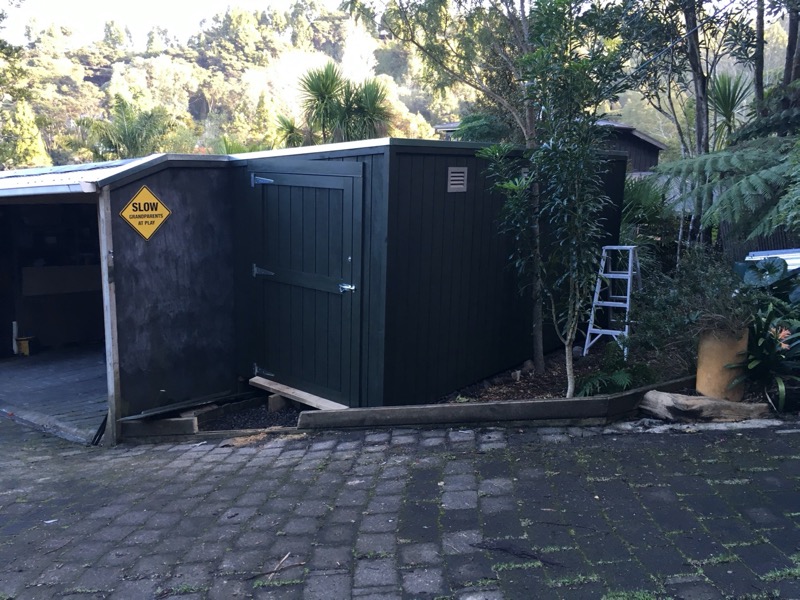 Also put three vents in shed side. (Two are hidden behind tree.)